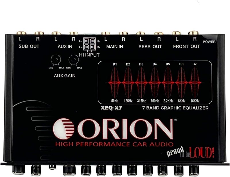 Orion XEQ-X7 7-Band Graphic Equalizer with Front 3.5mm AUX Input – Half-DIN Car Audio EQ with Subwoofer Control, High/Low-Level Inputs, Rear RCA, and Variable Low Pass Filter - Image 2